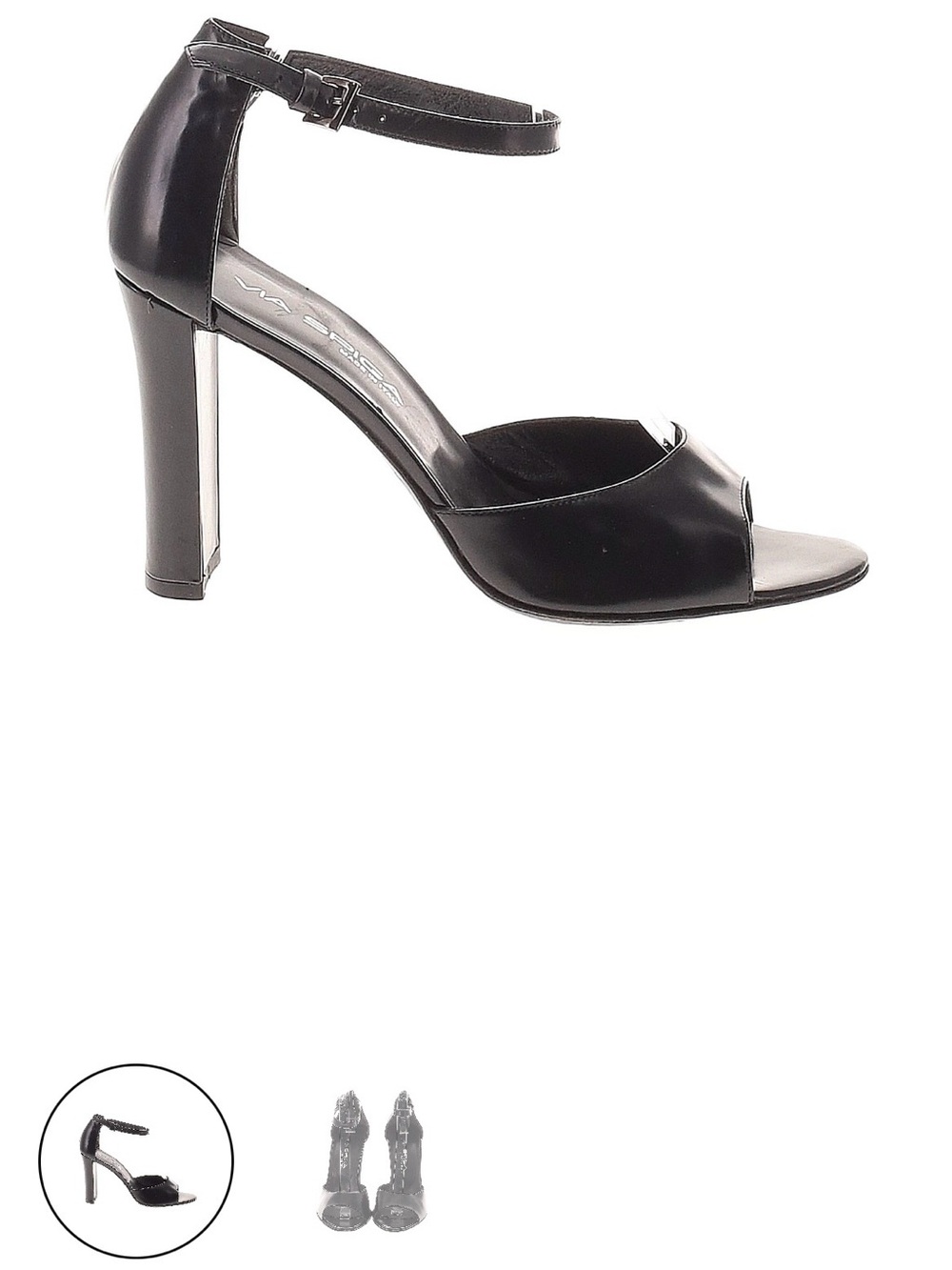 Via Spiga Black Open-Toe Ankle-Strap High Heel Sandal